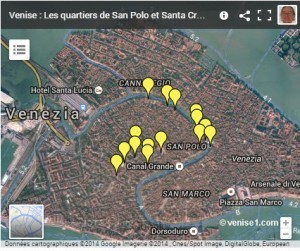 Carte du Rialto et des quartiers San Polo et Santa Croce à Venise
