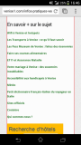 Les pages qui développent le menu choisi