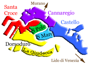 Carte des quartiers de Venise