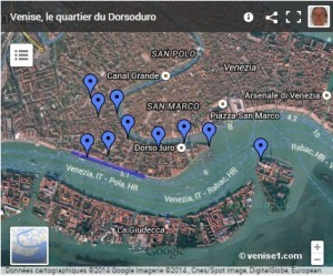 Carte du Dorsoduro à Venise