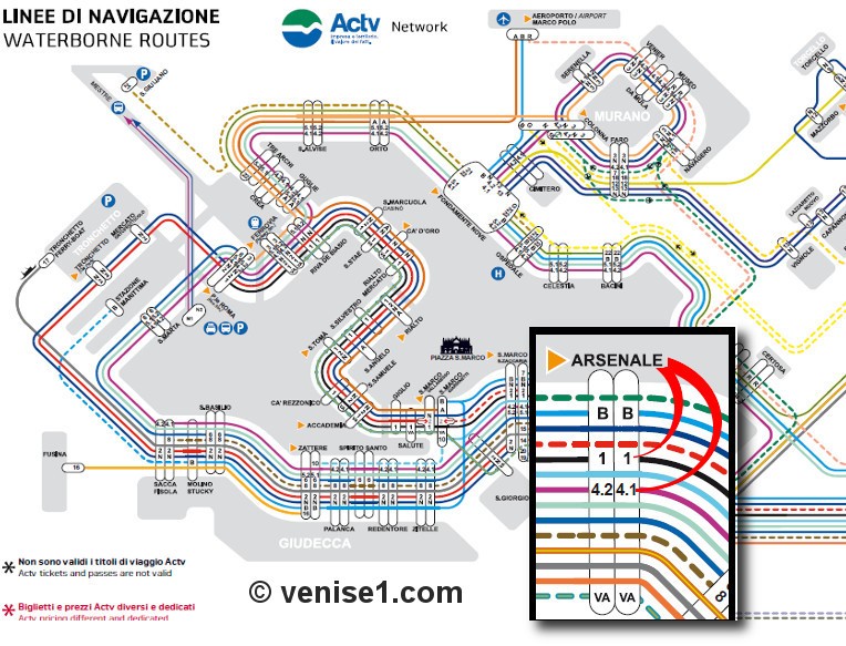 Venise Vaporetto Ligne numéro 4.1