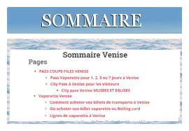 Sommaire Venise1.com tous les sujets 