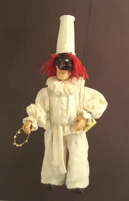 marionnette vénitienne réellement artisanale de la Commedia dell'Arte Polichinelle